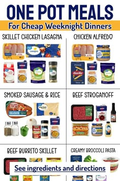 an image of one pot meals for the weeknight diners with text overlay