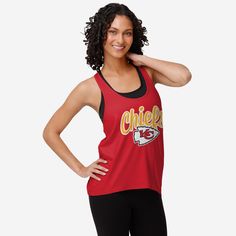 Kansas City Chiefs Womens Wordmark Team Stripe Sleeveless Top FOCO S - FOCO.com Striped Sleeveless Top, Team Name, A Workout, Team Names, Kansas City Chiefs, Bold Fashion, Team Spirit, Kansas City, Team Logo