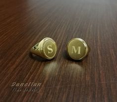 "Gold Signet Ring ✪ Gold Initial Ring ✪ Engraved Letter Ring ✪ Monogram Ring ✪ Chevalier Ring ✪ Signet Ring ✪Family Signet Ring ✪ Classic Man Ring ☛ Ring size as preferred, as it is custom created for you in our workshop. ☛ This ring can be personalized with ANY letter desired. Please leave us your message or note in order. ► Letter with WREATH around OR WITHOUT. ► Leave us note as following for example: \" LETTER A - without wreath \" ► Custom font, logo or different design possible after commu Gold Initial Ring With Engraving Option For Promise, Classic Gold Rings With Initials, Gold Engraved Initials Ring In 14k, Gold Initial Open Ring With Engraving Option, Gold Initial Ring With Name Detail, Gold Initial Ring With Engraving Option And Open Shape, Gold Open Ring With Engraving Option, Classic Gold Oval Couple Rings, Gold Engraved Name Ring For Formal Occasions