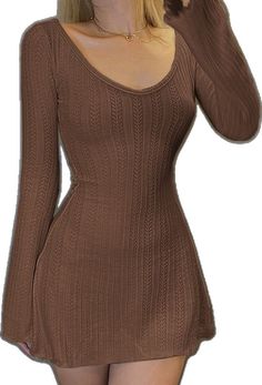 Ribbed V-neck Stretch Mini Dress, Trendy Stretch Mini Sweater Dress, Trendy Stretch Sweater Dress, Mini Length, Stretch Ribbed V-neck Mini Dress, Trendy V-neck Bodycon Sweater Dress, Trendy Brown Stretch Bodycon Dress, Fitted Brown Sweater Dress With V-neck, Stretch Brown V-neck Bodycon Dress, Brown Stretch V-neck Bodycon Dress