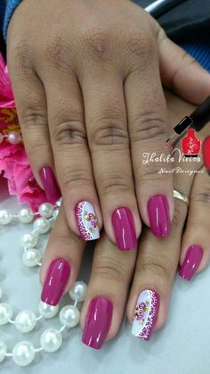 Nagel Pink, June Nails, Nail Flower, Manicure Nail Designs, Pink Nail Art, Pretty Nail Art Designs, Elegant Nails