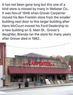 an old building with a red awning next to it and the caption that reads, it has not been gone long but this one