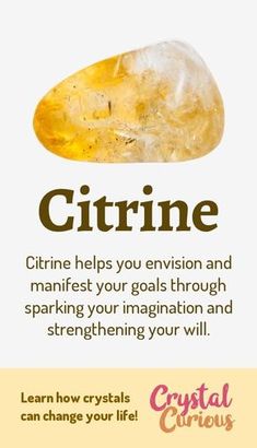 Citrine Meaning, Crystals Healing Properties, Gemstone Meanings, Crystal Magic, Minerals And Gemstones, Energy Crystals