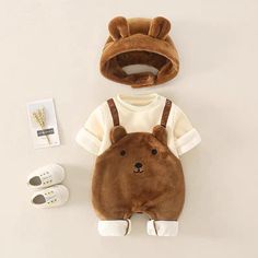 Uşaq Geyimləri, Two Piece Romper, Cute Caps, Bear Cartoon, Winter Wonder, Body Suit, Baby Winter, Baby Boy Or Girl