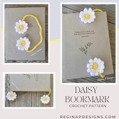 the daisy bookmark crochet pattern is shown