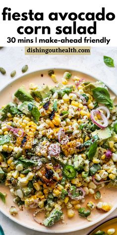 mexican corn salad on a plate with the title above it