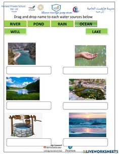 the water cycle worksheet is shown with pictures and words to describe what they are