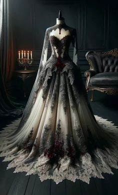 Gothic Black Wedding Dress, Fantasy Ball, Grey Wedding Dress, Fairytale Gown, Fairy Tale Wedding Dress, Dream Wedding Ideas Dresses