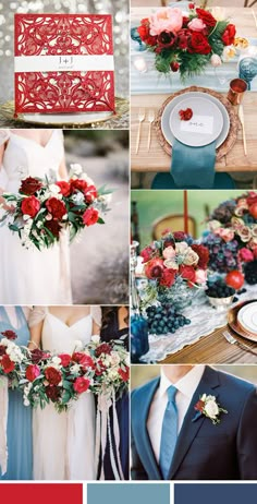 red and blue wedding color palettes