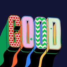 the word goo written in colorful letters on a black background