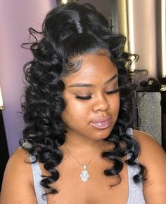 Hi Low Ponytail Weave, Curly Updown Hairstyles For Black Women, Short Big Hair Styles, Medium Length Ponytail Styles, Updo With Weave For Black Women, African American Ponytail Hairstyles, Updo Ponytail Hairstyles Black Hair, Half Up Half Down Quick Weave Bob, Up Down Hairstyles Weave