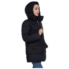 Stay warm and chic with our Rokka&Rolla Women's Long Coat Puffer Jacket. This coat features a sleek, quilted design with a flattering silhouette, perfect for braving the cold in comfort. Its lightweight, insulated material ensures superior warmth without bulk. With a hood, deep pockets, and a full-length zipper, this puffer coat combines practicality with elegance, making it an essential addition to your winter wardrobe. Womens Tailored Suit, Coat Puffer, Spring Blazer, Long Coat Women, Recycled Polyester Fabric, Suit Vest, Tailored Suits, Linen Women, Puffer Coat