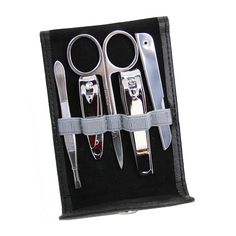 With its durable leather case and plenty of chrome-plated tools, this Royce Leather manicure set has everything you need to maintain your nails. In black. Folding design creates easy access. Leather construction offers lasting use. What's Included: Folding nail file Cuticle scissors Toe nail clipper Nail clipper Tweezers Case 4 1/4H x 3 1/4W x 3/4D Leather Snap closure Model no. 555-BLK-6  Size: One Size. Gender: male. Age Group: adult. Nails In Black, Natural Nails Manicure, Natural Looking Nails, Natural Gel Nails, Natural Acrylic Nails, Nail Supply Store, Cuticle Scissors, Mens Nails, Short Square Nails