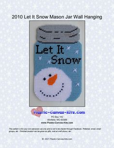 a snowman in a blue jar with the words let it snow on it