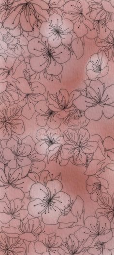 a pink background with black and white flowers