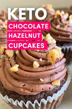 chocolate hazelnut cupcakes with nutella frosting on top