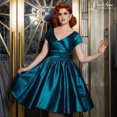 Pinup Couture By Laura Byrnes Retro 1950s Style Swing Dress Teal Taffeta Xs Nwt Send Me An Offer! Peacock Blue Dress, Black Sophisticated Dress, Rock N Roll Dress, Pinup Fashion, Pinup Couture, Pin Up Dresses, Teal Dress, Rockabilly Fashion, Future Goals