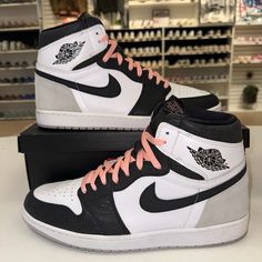 Size 14 - Jordan 1 Retro Og High Stage Haze Original Box Included Ships Same/Next Day Coral Color Combinations, Jordans For Men, Jordan 1 Retro, Jordan Shoes, Mens Shoes Sneakers, Jordan 1, Gray White, Original Box, Men's Shoes