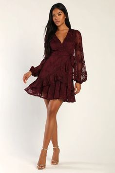 Shop Short or Long Wrap Dress in the Latest Style for Less | Trendy Women's Wrap Dresses for Formals and Parties - Lulus Formal Dresses With Boots, Wedding Guest Dresses With Boots, Wedding Guest Mini Dress, Winter Wedding Guest Dresses, Dresses With Boots, Fall Wedding Outfits, Winter Wedding Guest, Winter Wedding Outfits, Long Wrap Dress