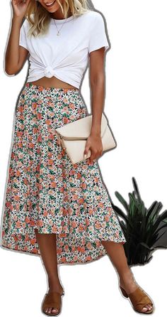 Chic Printed Summer Skirt, High Waist Non-stretch Summer Skirt, Non-stretch Maxi Skirt For Vacation, Casual Floral Print Midi Skirt, Trendy Non-stretch Skirt For Summer, Casual Midi Skirt With Floral Print, Non-stretch Summer Lined Skirt, Non-stretch Mini Skirt For Summer, Trendy Printed Summer Skirt