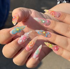 Crazy Nails Ideas, Crazy Nail Art Designs, Acrylic Nail Designs Coffin, Self Nail, Nails 3d, Spring Nail Designs, Nails Today, Summery Nails, Stiletto Nails Designs