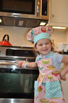 Childrens Apron Pattern, Baker Apron, Kids Baking Set, Hat Patterns To Sew, Trendy Sewing