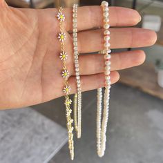 Have you ever seen a cuter necklace? We're feeling all the summer vibes with our new Daisy white choker! Throw this on with a swimsuit or even a fancy outfit and you'll be the best dressed anywhere you go! 13 inches w/ 2.5 inch extenderacrylic flowers, gold plated over brass White Choker, Acrylic Flowers, White Necklace, Cute Necklace, Fancy Outfits, Diamond Bracelet, Arrow Necklace, Nice Dresses, Daisy