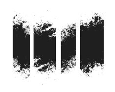 black and white photo of three vertical lines with paint splattered on them,