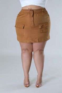 Jackalin Skirt – GitiOnline Stretch Brown Mini Length Bottoms, Brown Stretch Mini Length Bottoms, Casual Mini Cargo Skirt With Elastic Waistband, Casual Brown Skort With Pockets, Short Non-stretch Skirt With Pockets, Non-stretch Short Skirt With Pockets, High Waist Brown Skort With Pockets, Stretch Solid Color Skirt With Pockets, Stretch Skirt With Pockets