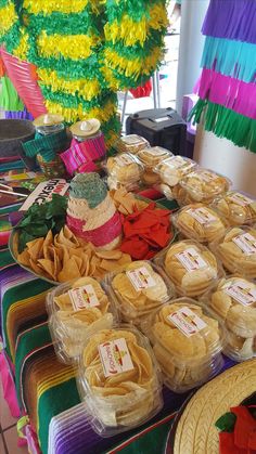 a table topped with lots of different types of foods and desserts next to each other