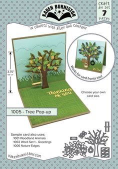 a card with the words happy tree pop up on it