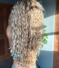 Long Blonde Curly Hair, Highlights Curly Hair, Vacation Hairstyles, Blonde Curly Hair, Permed Hairstyles, Long Curly Hair