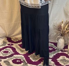 Soft flowy tiered maxi skirt with very stretchy material. Black and Red Recommend sizing up in this skirt. Tiered Maxi Skirt, Ash Grey, Black Media, Quality Clothing, Stretchy Material, Red Roses, Maxi Skirt, Black And Red, Skirt