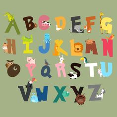 the letters are made up of different animals