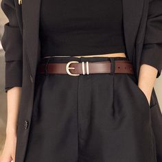 Brand New Series! The belt made of cow leather features a half-round pin buckle. It's quite versatile to match your daily outfits. You deserve it! Body: 100% Cow Leather Buckle: Alloy Belt Width: 2.9 cm Belt Length: 95 - 120 cm Weight: 0.5kg Black Belt Outfit, Brown Belt Outfit, Classic Belts, Rectangle Body Shape Outfits, Work Clothes Ideas, 2024 Wardrobe, Body Shape Outfits, Rectangle Body Shape, Classroom Quotes