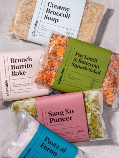 four different types of soaps in plastic bags