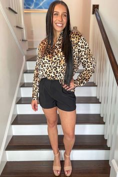 Leopard Blouse | Sophie & Trey Chic Button-up Fall Blouse, Chic Button-up Blouse For Fall, Chic Fall Button-up Blouse, Chic Fall Shirt For Night Out, Chic Long Sleeve Shirt For Party, Chic Shirt For Night Out In Fall, Trendy Collared Party Blouse, Chic Long Sleeve Blouse, Chic Fall Shirt For Parties