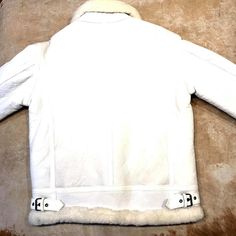 Jakewood - Shearling Racing Aviator White Jacket - Dudes Boutique White Jacket, Color White, Skin, White, Color