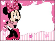 a minnie mouse birthday card with pink and white stripes