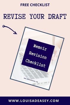 the text reads, free checklist to revise your draft with an image of a laptop