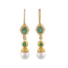 Emerald & Pearl Vermeil 14K Gold Over Sterling Silver Earring 925 Silver = 2.45 gm. Emerald & Pearl = 6.20 ct. Emerald is the birthstone for May and is a symbol of rebirth and love. Pearl is the birthstone for June and is a symbol of good fortune and strength. The beautiful earring measures to be 1.50 inches long including the wire and 0.40 inches wide at its maximum points. The earrings have been made by a team of highly trained and skilled artisans. What is Vermeil 14K Gold? It is a thick layer of 14K Gold plating on 925 Sterling Silver. If for any reason you are not completely satisfied, you may return, exchange, replace, or credit your purchase within 15 days from delivery. Wholesale Enquiries? Contact us & we will get in touch with you! Anniversary Yellow Gold Pearl Gemstone Earrings, Classic Gemstone Earrings For May Birthstone, Classic Teardrop May Birthstone Earrings, Classic Teardrop Earrings For May Birthstone, Classic 14k Gold Earrings For May Birthstone, Formal Emerald Earrings With Birthstone, Formal Emerald Birthstone Earrings, Classic Gold Pearl Earrings With Gemstone, Classic Birthstone Earrings For Formal Occasions