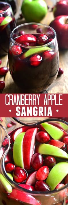 cranberry apple sangria in a glass bowl