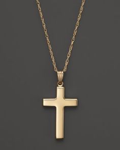 14K Yellow Gold Polished Cross Necklace, 18 - 100% Exclusive A Cross Necklace, Cross Necklace Simple, Necklaces Ideas, Necklaces For Men, St Clement, Cross Necklaces, Simple Cross, Easy Cross, Diy Cross