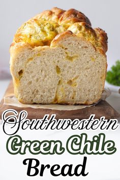 Green chile bread is a soft bread filled with cheese and green chiles. Makes the best grilled cheese!