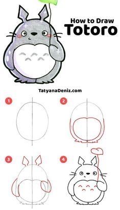 step by step drawing instructions for totoro from the movie totoro and how to draw it