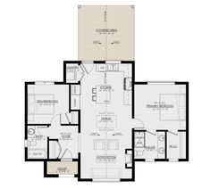 the floor plan for an apartment with three bedroom and two bathrooms, one living room