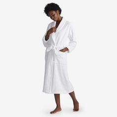 Company Cotton™ Women's Spa-Style Long Robe | The Company Store Bathroom Into A Spa, Spa Robes, Long Robes, Animal Shower Curtain, Fall Linen, Linen Guest Towels, Cotton Robes, Sleep Guide, Robe For Women