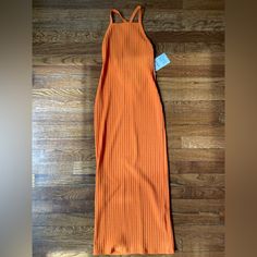 Zara, Color: Orange, Size: S, Stretchy Raceback, Midi Dress Ribbed Midi Dress For Vacation, Ribbed Stretch Backless Dress, Summer Ribbed Maxi Dress For Date Night, Stretch Ribbed Backless Dress, Fitted Ribbed Dress For Vacation, Summer Halter Neck Ribbed Bodycon Dress, Summer Ribbed Halter Neck Dress, Ribbed Stretch Maxi Dress For Summer, Ribbed Midi Beach Dresses