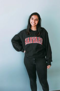 Pro-Weave Crewneck – The Harvard Shop Varsity Sweater, Rugby Shirt, Crew Sweatshirts, Show Off, Stripe Sweater, In Style, Hooded Sweatshirts, Bomber Jacket, Cashmere