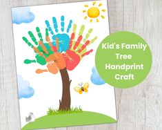 a handprint tree is shown with the words kids's family tree on it